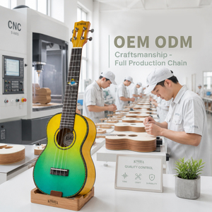Ukelele de Concierto de 23 Pulgadas, Laminado de Arce Burl, Acabado Brillante, Clavijero Ranurado, Incrustaciones Personalizadas, OEM ODM, Venta al por Mayor de Fábrica - Product Image 4