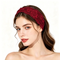 Serre-tête de mariée en dentelle de polyester, extensible, ajouré, à motif floral, haut de gamme, monocouche, pour femme