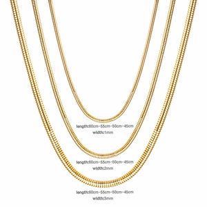 Cadena de Acero de 1mm/2mm, Chapada en Oro de 18K, Tipo Serpiente, Venta al por Mayor de Joyería - Product Image 6