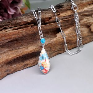 Collana con ciondolo a dettagli colorati, regalo di gioielleria retrò da donna - Product Image 6