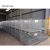 Palette en métal véritable de type industriel galvanisé à chaud pliable Cage de stockage en treillis métallique