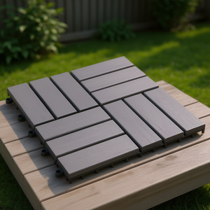 Baldosas de Madera de Acacia de 11.8x11.8 Pulgadas en Gris Lavado, Piso Exterior Encastrable, Diseño Moderno Premium - Product Image 2