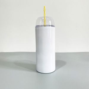 Vaso térmico de acero inoxidable de doble pared con aislamiento al vacío, de 12oz y 24oz, para sublimación, diseño paisaje marino, en blanco, con tapa de cúpula y pajita - Product Image 3