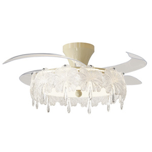 Toho <b>Led</b> <b>Ceiling</b> Fan <b>Light</b> 96W Cream <b>Crystal</b> Design For Living Room Bedroom - Product Image 3