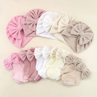 Conjunto de Gorro y Calcetines para Bebé, Color Sólido, Gorro de Punto Transpirable, Accesorios de Comercio Exterior, Gorro Fetal