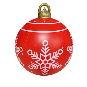 点亮聚氯乙烯充气圣诞球24英寸大型户外圣诞聚氯乙烯充气装饰球带可充电发光二极管灯