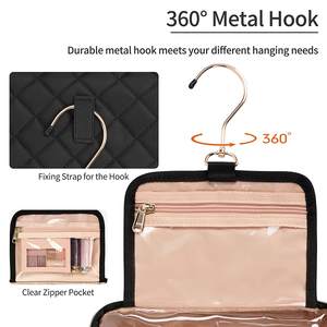 กระเป๋าผ้าไนลอนกันน้ำสำหรับผู้หญิงวัสดุโพลีเอสเตอร์มีซิปคู่ทนทานสำหรับเดินทางใช้ในห้องน้ำโลโก้ได้ตามต้องการ - Product Image 2