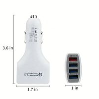 Chargeur de voiture 3A 4 ports QC 3.0 pour Android et IOS à charge rapide - (Noir)