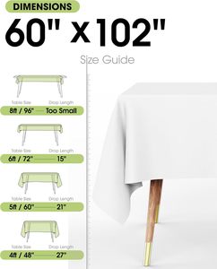 Mantel Rectangular Hecho a Mano para Bodas, 60x102 Pulgadas, Lavable, 100% Poliéster, Blanco, Tamaño Personalizable para Eventos - Product Image 3