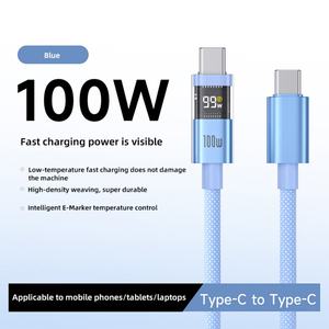 Cable de Datos USB C a Tipo C de Alta Calidad con Pantalla Digital, 100W 5A 1.2M 2M, Carga Rápida para Teléfono Móvil - Product Image 6