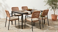 Chaise de salle à manger d'extérieur empilable en rotin PE résistant aux intempéries avec coussin, fauteuil en métal aluminium, mobilier de maison moderne