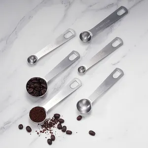 High-end 6 PCS Stainless Steel D Sahep Ring Mini Measuring Spoon Set With Round Head For Coffee