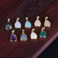 Pendentif en pierre précieuse naturelle multicolore en forme de larme plaqué or 18 carats pour femmes, accessoires de fabrication de bijoux pour colliers et bracelets DIY