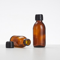 30ml 60ml 125ml 150ml 200ml 250ml 300ml 500ml Bouteille de sirop ronde en verre ambré avec bouchon inviolable sûr