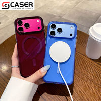 Coque de téléphone transparente en acrylique haute clarté, style Ins, avec grande fenêtre, chargement magnétique sans fil et couverture intégrale pour iPhone 14-18 Pro Max/Pro