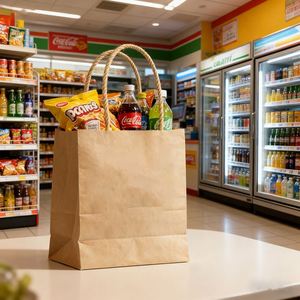 Bolsa de Papel Kraft Ecológica, Reciclable y Biodegradable, con Asa de Cordón, para Exhibiciones, Supermercados, Comida para Llevar, Regalos y Empaquetado - Product Image 2