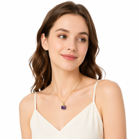 Collier diffuseur de parfum minimaliste INS, pendentif en pierre naturelle, cube de cristal, flacon d'huile essentielle