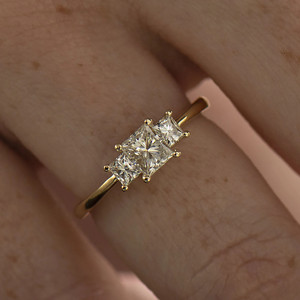 Princess Cut Lab Created Three Stone <b>Diamond</b> <b>Ring</b> Sterling Silver Wedding Gift Bulk Product - Product Image 1