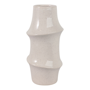 Vase en céramique minimaliste à finition mouchetée avec détail annulaire pour la décoration du salon, fleurs fraîches - Product Image 4