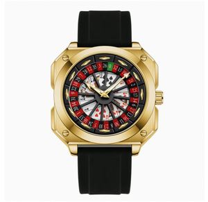 Reloj de Pulsera de Cuarzo con Correa de Silicona, Diseño de Ruleta Giratoria, Moderno y a la Moda para Hombre, Indicación de 24 Horas - Product Image 3