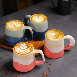 ชุดแก้วกาแฟเซรามิกสไตล์นอร์ดิกเรียบง่าย ขนาด 450 มล. รุ่น Retro ใช้ซ้ำได้ ปลอดภัยสำหรับอาหาร  รับสกรีนโลโก้ สำหรับใช้ในบ้านและออฟฟิศ - Product Image 1