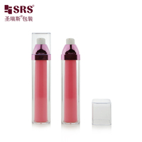 Bouteilles à pompe sans air en plastique AS à double paroi, forme carrée vide, 15 ml, 30 ml, 50 ml, emballage cosmétique