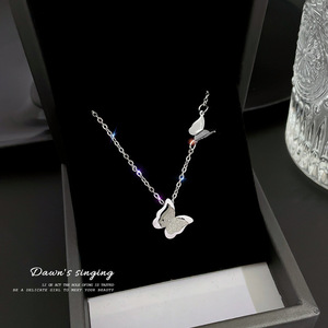 Collier papillon double couche en acier inoxydable Offre Spéciale, collier à breloques plaqué <span class=keywords><strong>or</strong></span>, bijoux élégants - Product Image 5