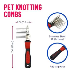 Kit de toilettage pour animaux de compagnie 7-en-1, peigne en acier inoxydable et brosses en plastique, coupe-ongles pour l'élimination des poils de chien et de chat - Product Image 3