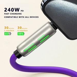 Câble USB C HOT Chubby 240W 4-en-1 de 2 m, USB A/C vers C/<span class=keywords><strong>Lightning</strong></span> <span class=keywords><strong>avec</strong></span> lumière pour téléphones Apple 17 16 15 14 Pro Max - Product Image 4