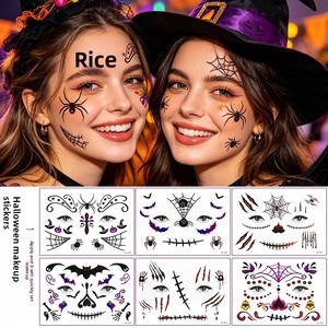 Tatuaggi Temporanei per il Viso a Tema Giorno dei Morti, Adesivi per Trucco per Feste di Halloween - Product Image 1