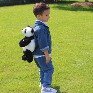 Logo personnalisé décontracté 3D dessin animé <span class=keywords><strong>Panda</strong></span> animal sac à dos scolaire court en peluche maternelle cartables pour enfants - Product Image 3