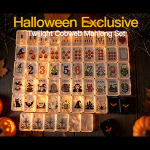 Fichas de Mahjong de Plástico Creativas para Halloween - Serie Oscura de Halloween con Luces LED a Pilas y Patas Plegables - Product Image 1