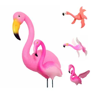 Osgoodway pabrik penjualan langsung Model profesional mainan burung kecil plastik merah muda Taman Flamingo bidang lanskap ornamen taman