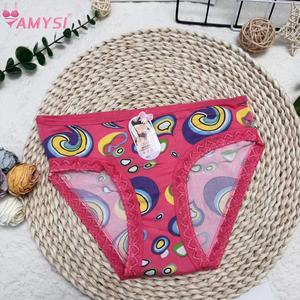 Amysi 7006 #   10-15 Yaş Çocuklar İçin Yazlık Yüksek Belli Örgü Logolu Süt İpek Tanga Külotlar Hızlı Satış - Product Image 4