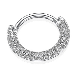 Stainless Steel Double Layer Zircon Nose <b>Ring</b> <b>Circle</b> Silver Gold Party Fashion Jewelry - Product Image 1