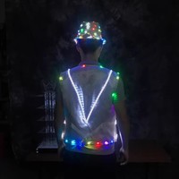 Красочный светодиодный жилет с пайетками для вечеринок, ночных клубов, баров, светящийся белый полиэстеровый костюм унисекс для Хэллоуина и Рождества