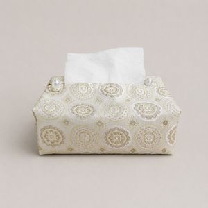 Caja de pañuelos de tela con diseño de hoja de bambú, estilo chino, decoración para sala de té, soporte para pañuelos inspirado en el Zen - Product Image 2