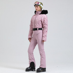 Combinaison <span class=keywords><strong>de</strong></span> <span class=keywords><strong>ski</strong></span> une pièce pour femmes grandes tailles, coupe ajustée, <span class=keywords><strong>veste</strong></span> <span class=keywords><strong>de</strong></span> <span class=keywords><strong>ski</strong></span> en fausse fourrure et combinaison <span class=keywords><strong>de</strong></span> neige respirante, imperméable et coupe-vent - Product Image 5