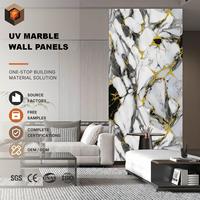 Panneau mural en marbre doré UV, moderne, imperméable, blanc, noir, or, en PVC, pour hôtels, chambres, salons, revêtement mural décoratif