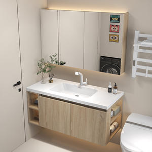 Table de toilette murale en bois massif de style européen, couleur café, avec miroir et lavabo <span class=keywords><strong>pour</strong></span> villa, hôtel - Product Image 3