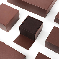 Boîte à bijoux en PU marron de luxe Zebopak, logo personnalisé, ensemble de boîtes professionnelles pour colliers et bagues, emballage de bijoux en gros, vente en gros