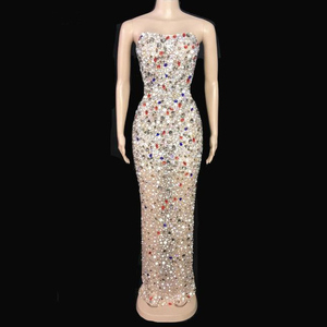 NOVANCE Y1987-D New Fashion Woman Color Crystal Tube Top Long Sexy <strong>Dress</strong> Even <strong>Dress</strong> Luxurious Dazzling <strong>Debut</strong> Gown for Party - Product Image 4