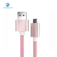 Câble USB Type-C en nylon tressé avec coque en aluminium pour ordinateurs et téléphones mobiles, avec charge rapide et transfert de données
