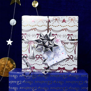 Factory Christmas Gift <b>Wrapping</b> <b>Paper</b> Disposable Coated Silicone Virgin <b>Roll</b> 43cm*300cm Packaging - Product Image 4