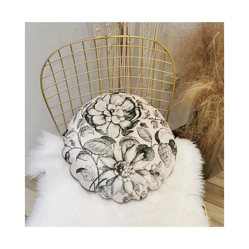 Capa de almofada floral redonda de veludo, design personalizado, capa decorativa para almofada, sofá de casa