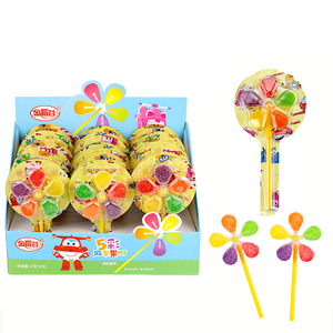 Molino de viento con sabor a frutas Lollipop Candy Gummy Sweets para niños empaquetados en bolsa - Product Image 1