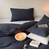 Ensemble de literie 4 pièces en coton 100% uni de style nordique, housse de couette minimaliste douce avec options drap plat/drap-housse