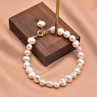 Bracelet en perles d'eau douce naturelles, élastique, perles rétro, pendentif chat porte-bonheur, cadeau de fête, bracelet en perles
