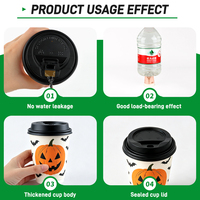 Gobelet en papier à double paroi Jack O Lantern, logo personnalisé imprimé, thème cimetière, en kraft, isolé, résistant à la chaleur, pour boissons d'automne, 8 oz, vente en gros, direct usine