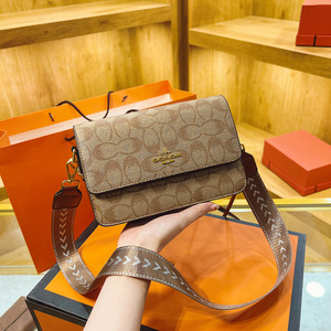 High-end Women's PU Autumn <strong>Bag</strong> 2025 New Trendy Fashion Retro Printed <strong>Small</strong> Square Crossbody <strong>Bag</strong> Two Wide <strong>Shoulder</strong> Straps Zipper - Product Image 1